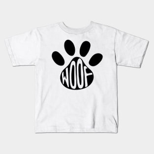 Woof Dog Paw Illustration Kids T-Shirt